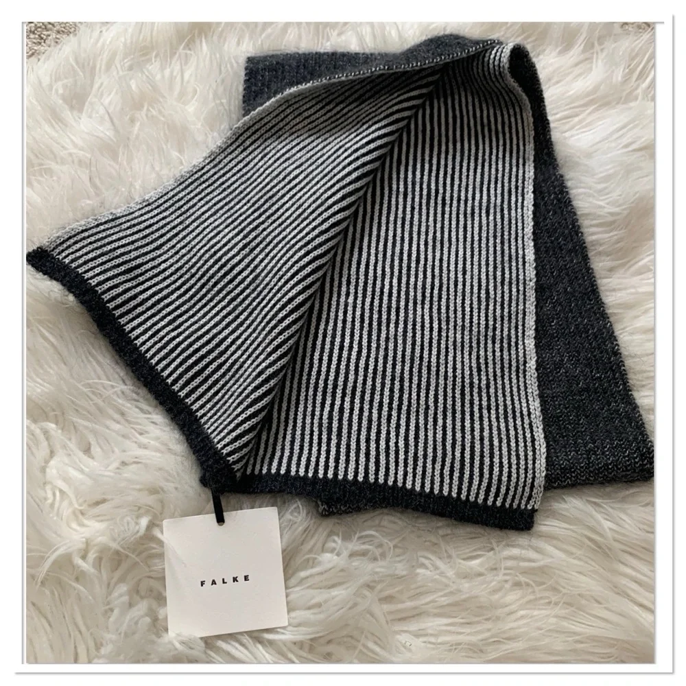 NWT Falke Knit Wool Mohair Monochrome Scarf One Size